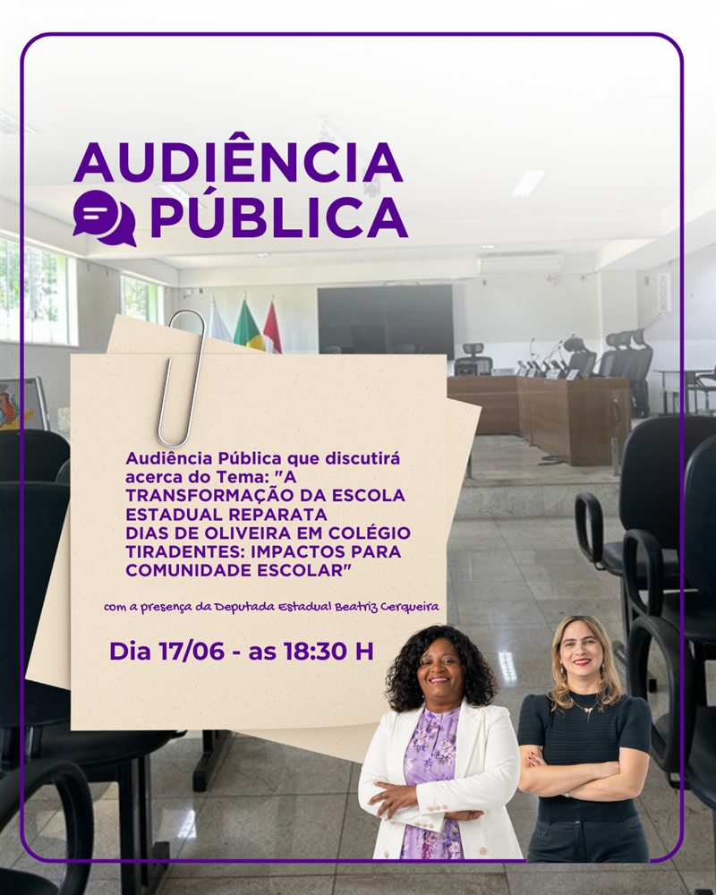 Audiência pública sobre a Escola Estadual Reparata Dias de Oliveira